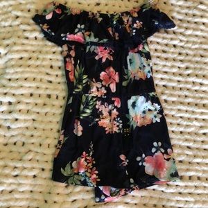 floral strapless romper